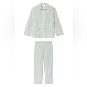 LAKE Poplin Piped Pants Set in Aloe Gingham